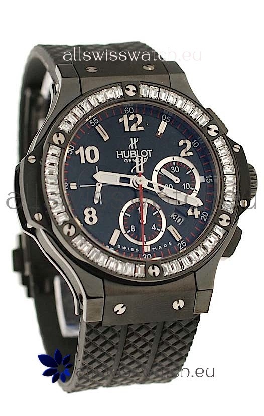 Hublot Big Bang All Black Swiss Watch with Diamonds Bezel