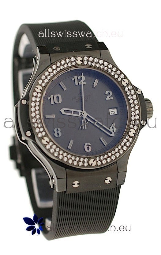 Hublot Big Bang All Black Diamonds Swiss Replica Quartz Watch