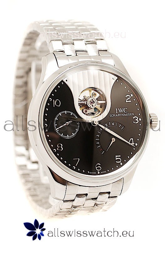 IWC Portuguese Tourbillon Mystere Replica Watch in Black Dial