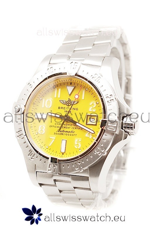 Breitling Chronograph Chronometre Swiss Replica Watch in Yellow Dial