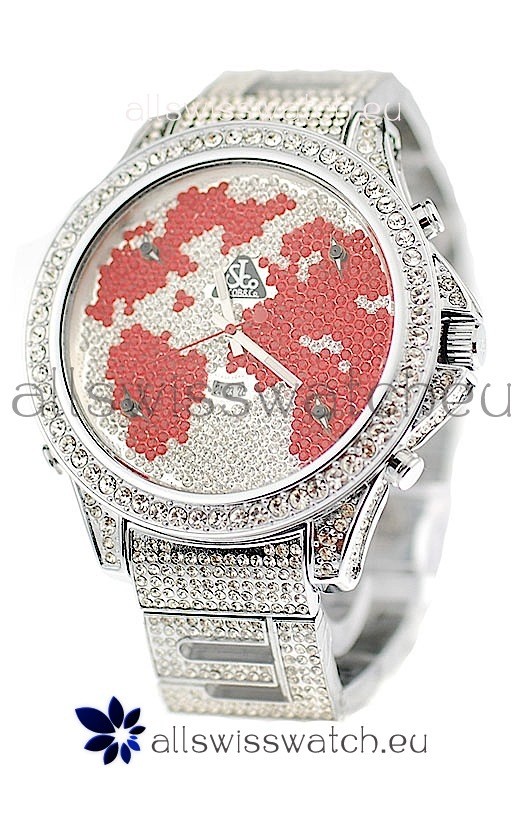 Jacob & Co Diamond Japanese Replica Watch in Red/White Dial