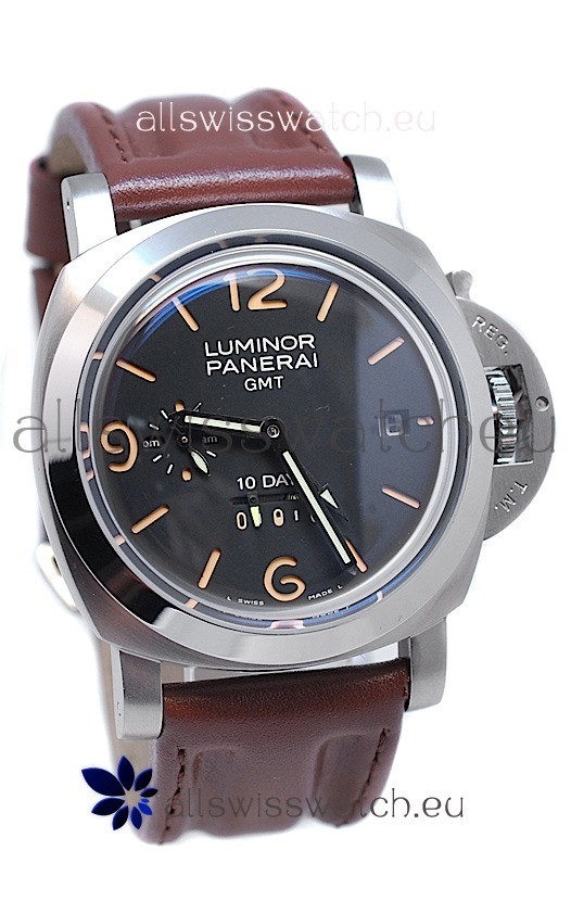 Panerai Luminor GMT 10 Days Swiss Replica Watch in Brown Strap