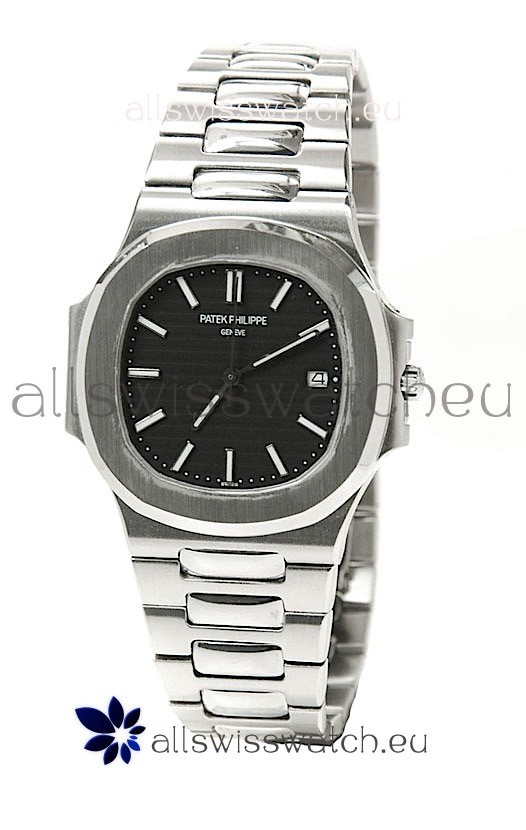 Patek Philippe Nautilus Mens Swiss Replica Watch in Black Dial