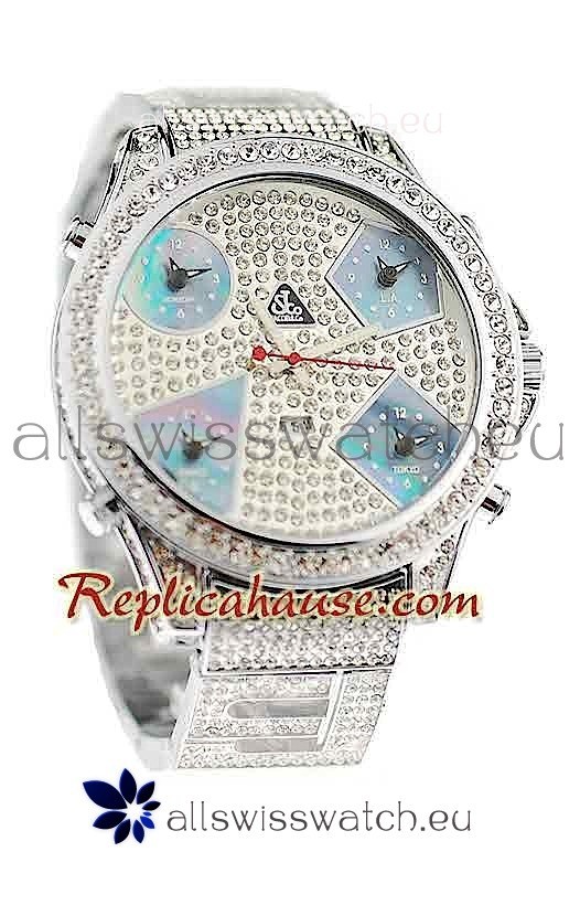 Jacob & Co Diamond Japanese Replica Watch in Light Blue Sub Dial