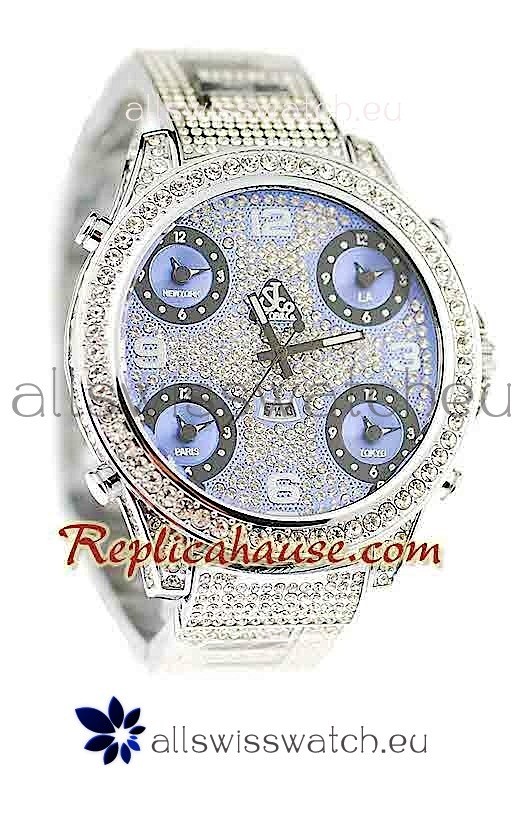 Jacob & Co Diamond Japanese Replica Watch in Light Blue Dial