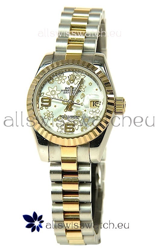 Rolex Datejust Floral Motif Ladies Swiss Replica Watch