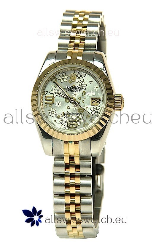 Rolex Datejust Floral Motif Ladies Swiss Replica Watch