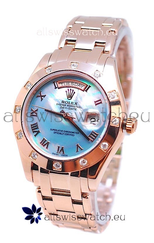 Rolex Day Date Blue Mother of Pearl Swiss Replica Watch