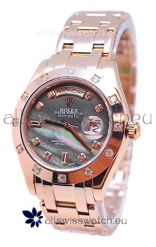 Rolex Day Date Black Mother of Pearl Swiss Replica Watch