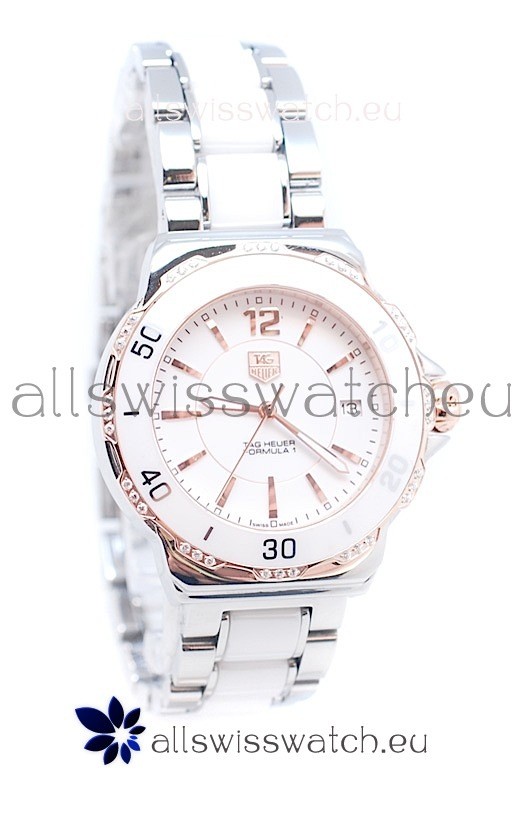 Tag Heuer Formula 1 Japanese Quartz Ladies Watch in Ceramic Bezel with Diamonds