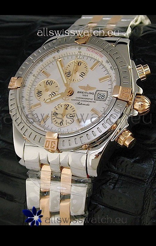 Breitling Windrider Swiss Replica Watch in White Dial Two Tone Case