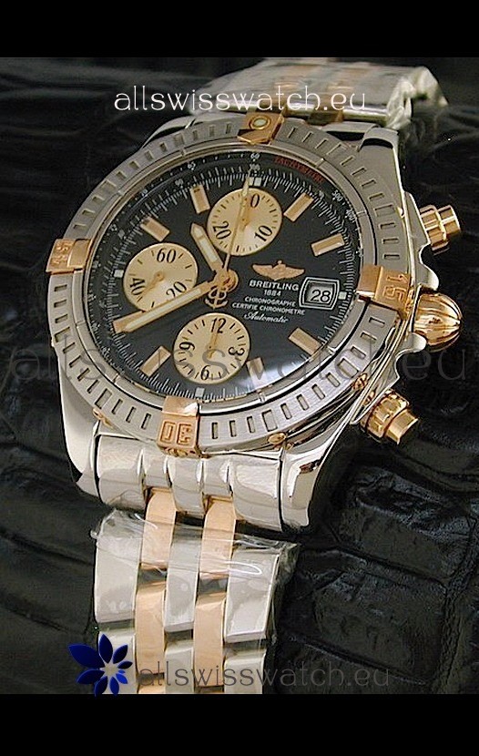 Breitling Windrider Swiss Replica Watch in Black Dial Two tone Casing