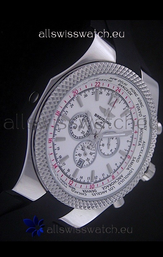 Breitling Bentley Chronograph Japanese Replica Watch in White Dial