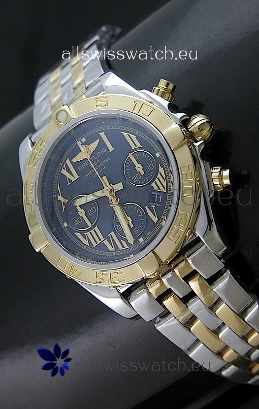 Breitling Chronomat B01 Two Tone Swiss Watch in Black Dial