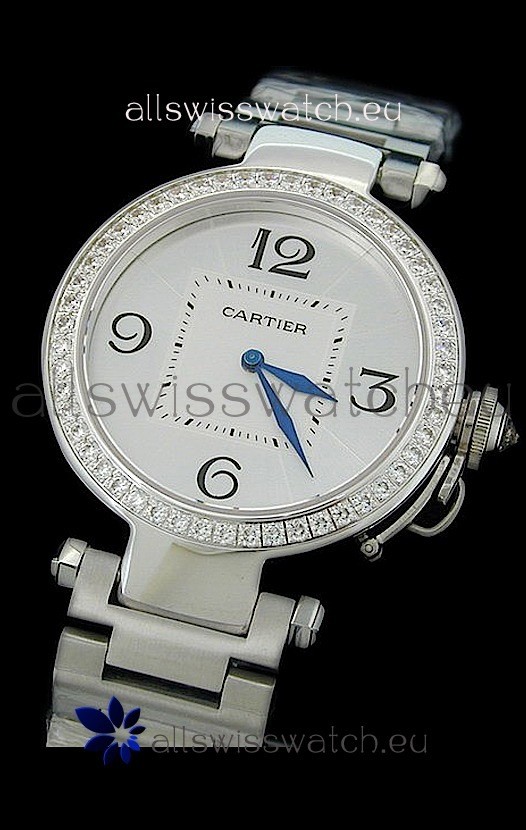 Cartier Pasha de Swiss Replica Automatic Watch in White Dial