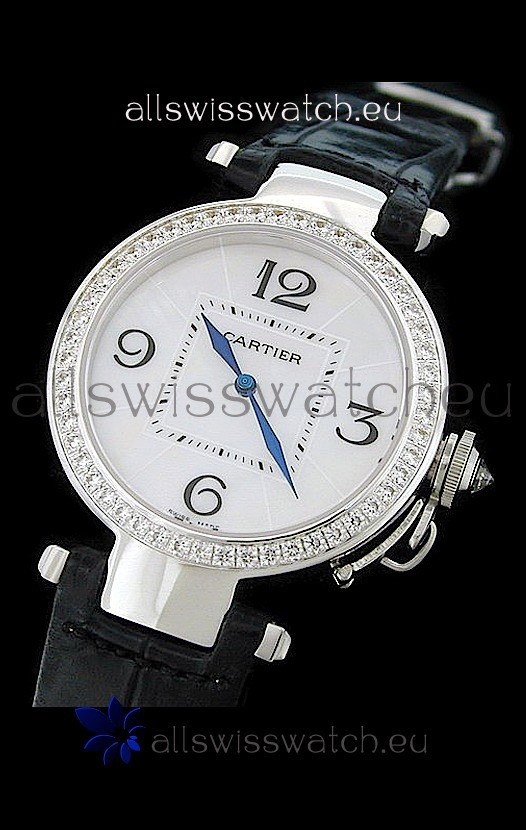 Cartier Pasha de Swiss Replica Automatic Watch in White Dial