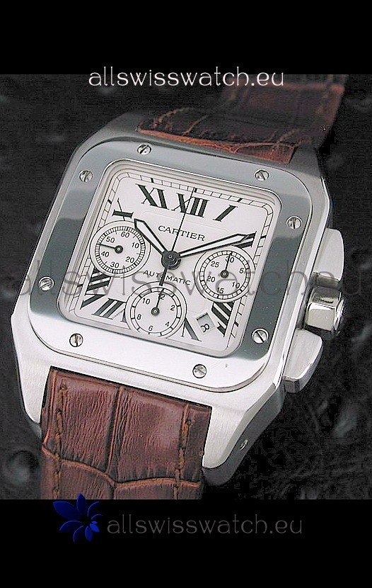Cartier Santos Swiss Replica Watch in White Dial