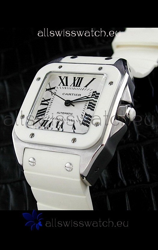 Cartier Santos Swiss Replica Watch in White Dial
