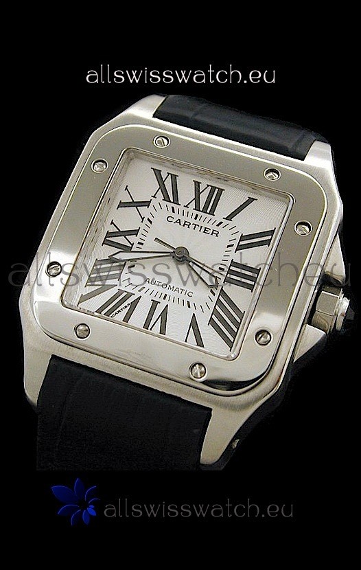 Cartier Santos 100 Swiss Replica Watch in White Dial