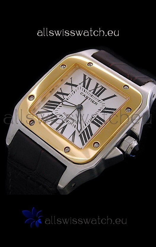 Cartier Santos 100 Swiss Replica Watch in White Dial