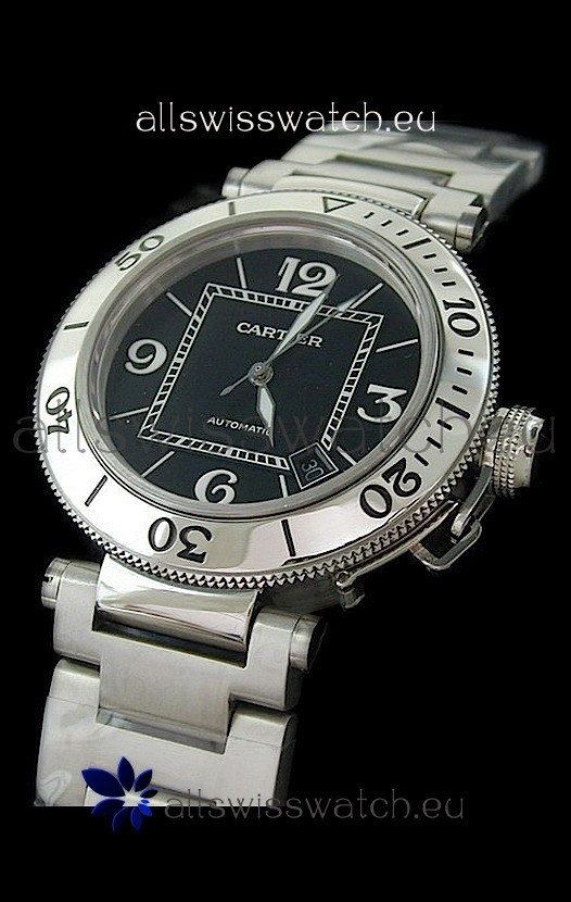 Cartier Pasha de Swiss Replica Watch in Black Dial