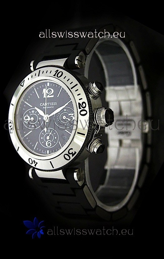 Cartier Pasha de Swiss Replica Watch in Black Dial
