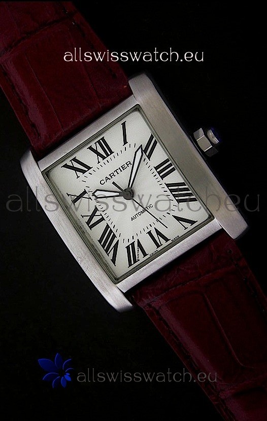 Cartier Tank 100 Japanese Replica Watch in Brown Strap