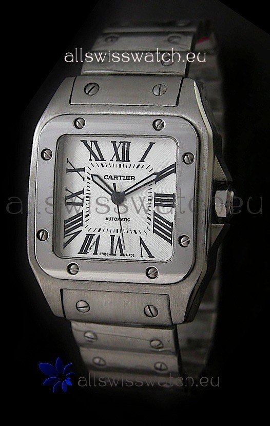 Cartier Santos Swiss Replica Watch in White Dial