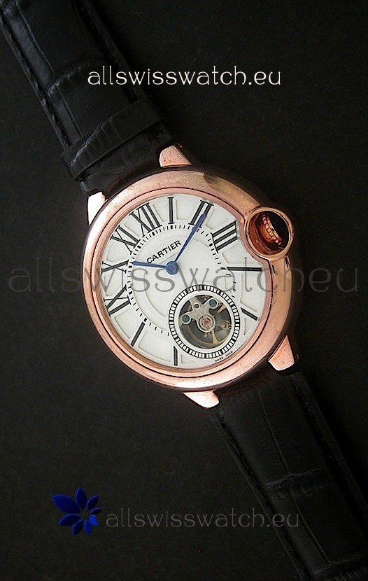 Cartier Ballon de Japanese Replica Watch in Rose Gold Case