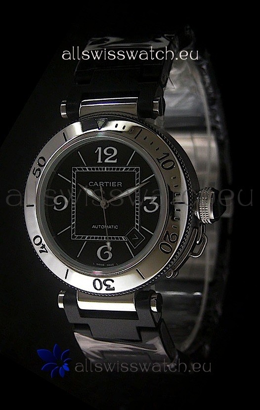 Cartier Pasha de Swiss Replica Watch in Black Dial