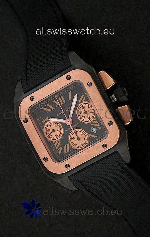 Cartier santos Swiss Replica Watch in Black Dial