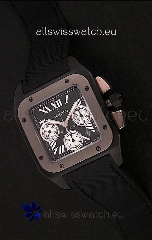 Cartier santos Swiss Replica Watch in Black Dial