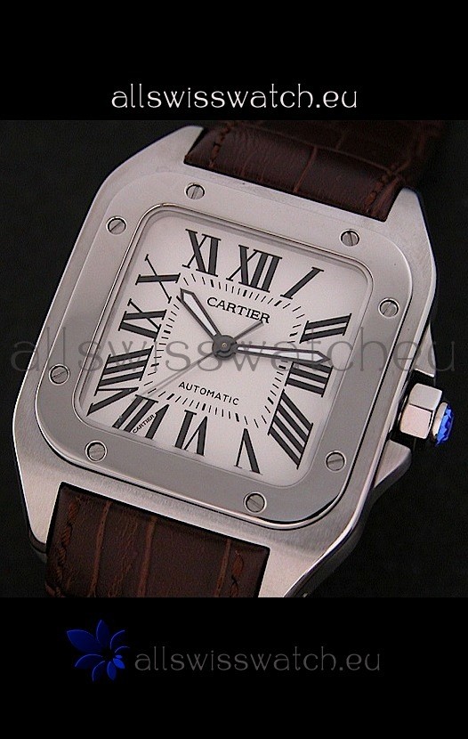 Cartier Santos Swiss Replica Watch in White Dial