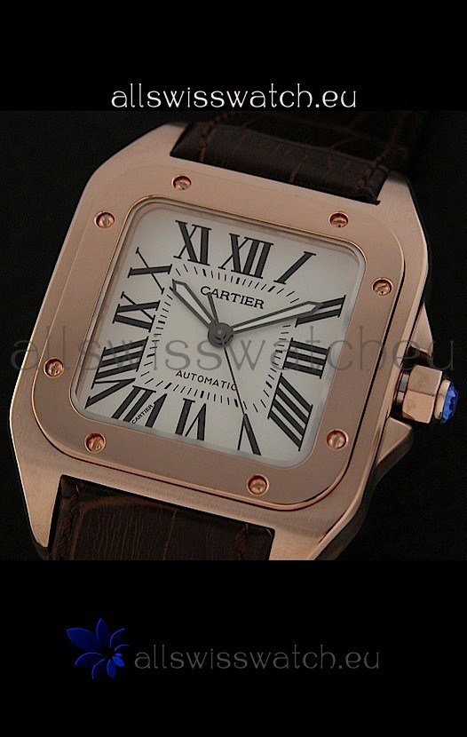 Cartier Santos Swiss Replica Watch in White Dial