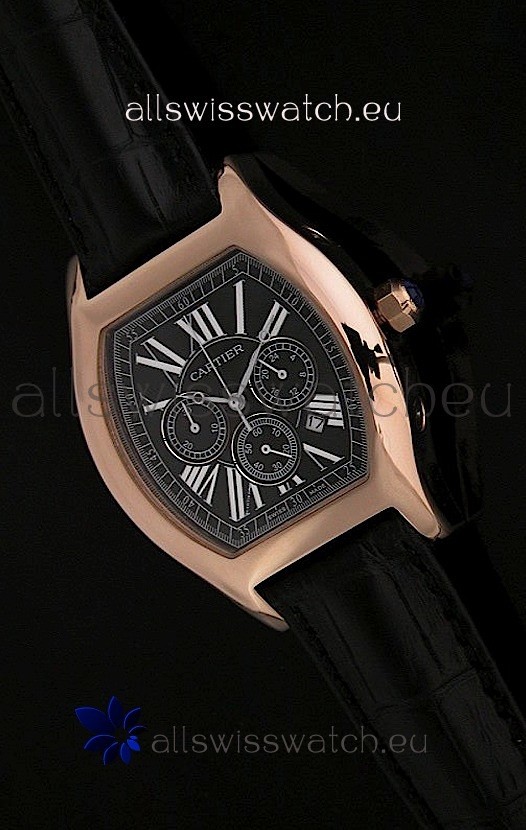 Cartier Tortue Japanese Replica Watch in Black Dial