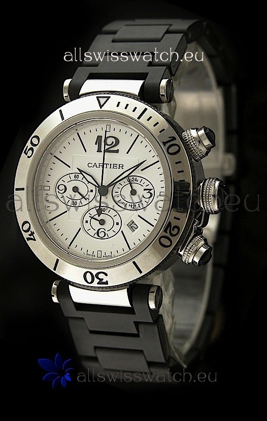 Cartier Pasha de Japanese Replica Watch in White Strap