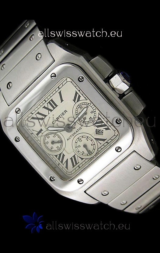 Cartier Santos Swiss Replica Watch in Steel Strap