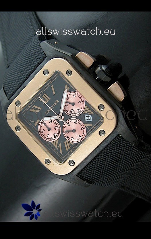 Cartier Santos Japanese Replica Watch in Black Dial