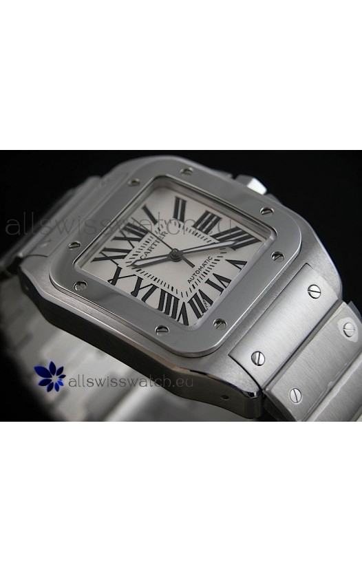 Cartier Santos Swiss Replica Watch in White Dial