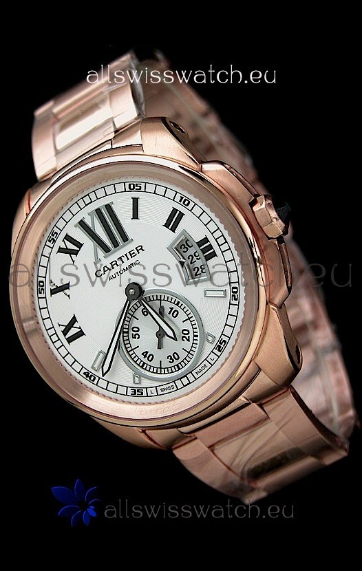 Calibre De Cartier Japanese Automatic Replica Watch in Rose Gold 
