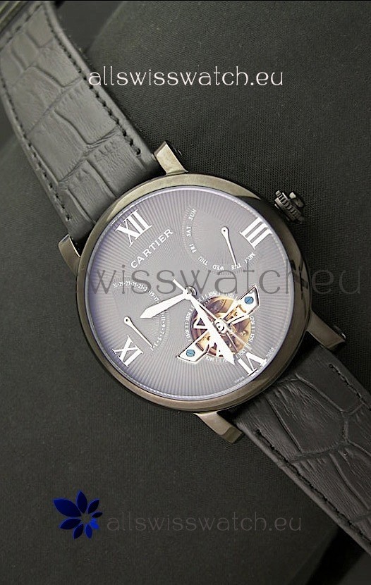 Cartier Calibre de Tourbillon PVD Swiss Watch in Grey Dial