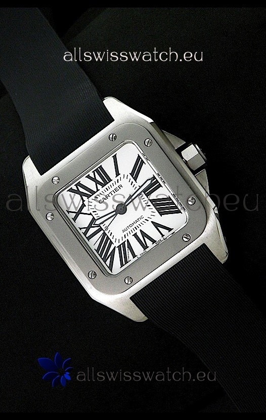 Cartier Santos 100 Swiss Replica Watch Titanium Bezel