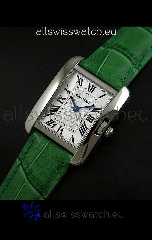 Cartier Louis Japanese Replica Ladies Watch in Green Strap