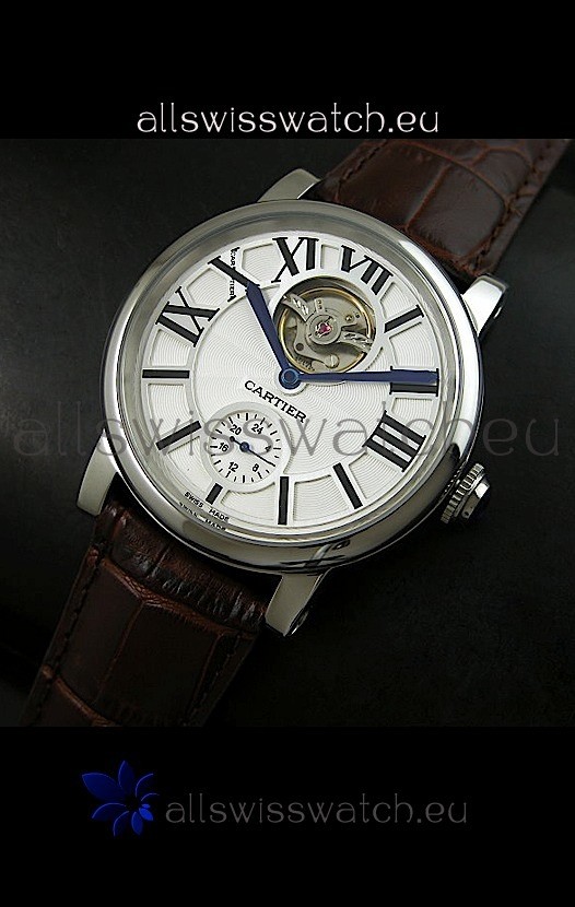Ballon De Cartier Flying Tourbillon Japanese Replica Watch - Brown Strap