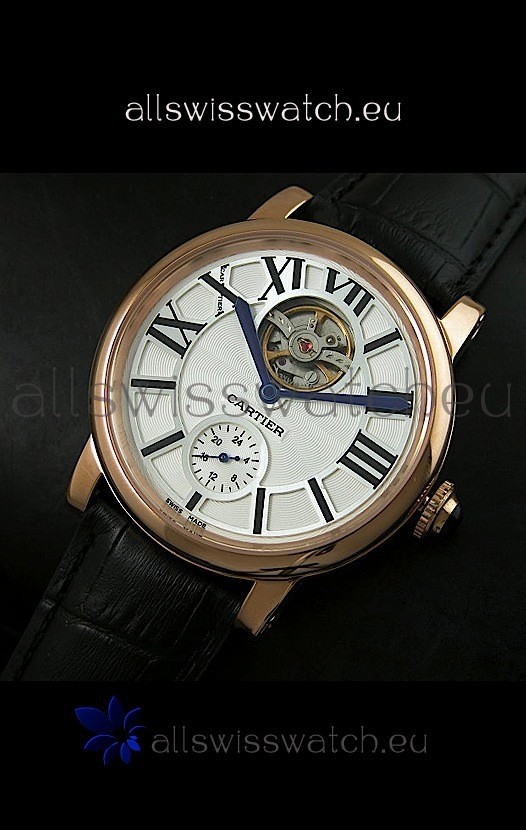 Ballon De Cartier Flying Tourbillon Japanese Replica Watch - Pink Gold Case