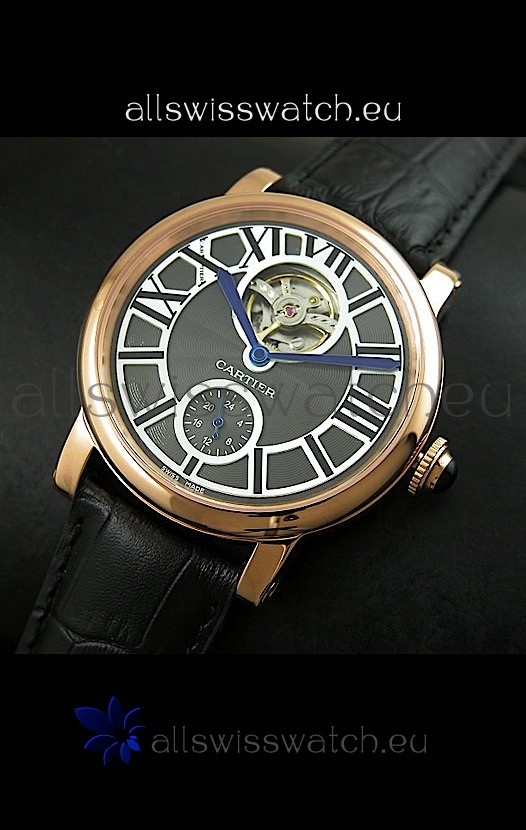 Ballon De Cartier Flying Tourbillon Japanese Replica Watch - Pink Gold Case