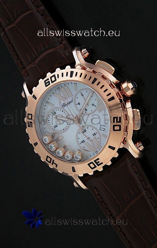 Chopard Happy Sport Swiss Replica Watch in Brown Strap
