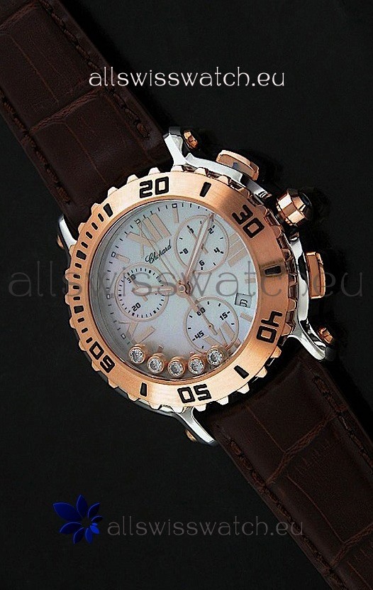 Chopard Happy Sport Swiss Replica Watch in Brown Strap
