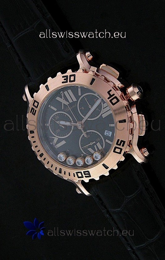 Chopard Happy Sport Swiss Replica Watch in Black Strap
