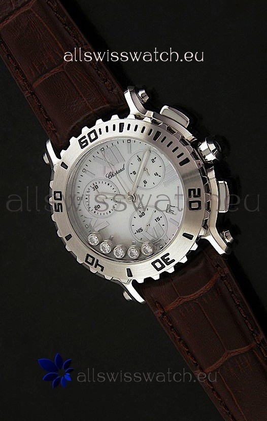 Chopard Happy Sport Swiss Replica Watch in Brown Strap